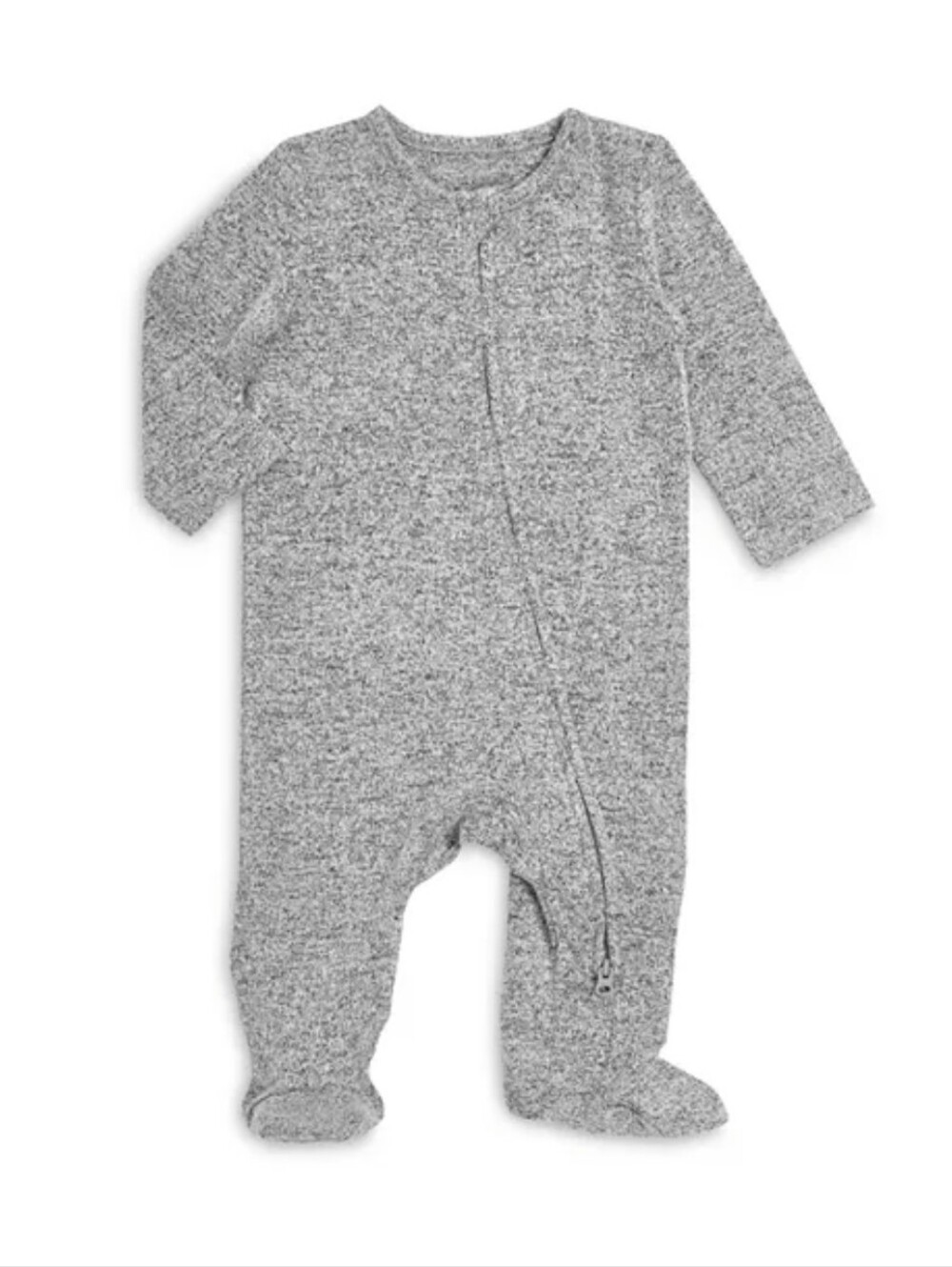 aden + anais Knit Gray Marled Long Sleeve Zipper Footed One-Piece 6-9m